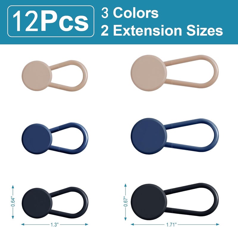 KUNTAERY 12 PCS Button Extenders for Jeans, Pants Waistband Expanders, Instant Waist Extender Buttons for Women and Men, No Sew Jeans Waist Extension 1-1.4 Inches - Image 2